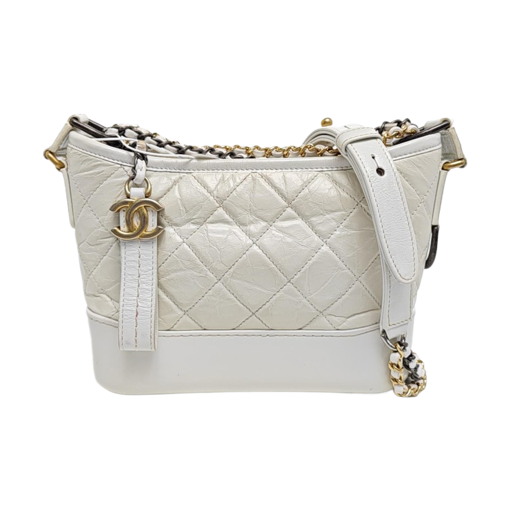 GABRIELLE Small Quilted Calfskin White