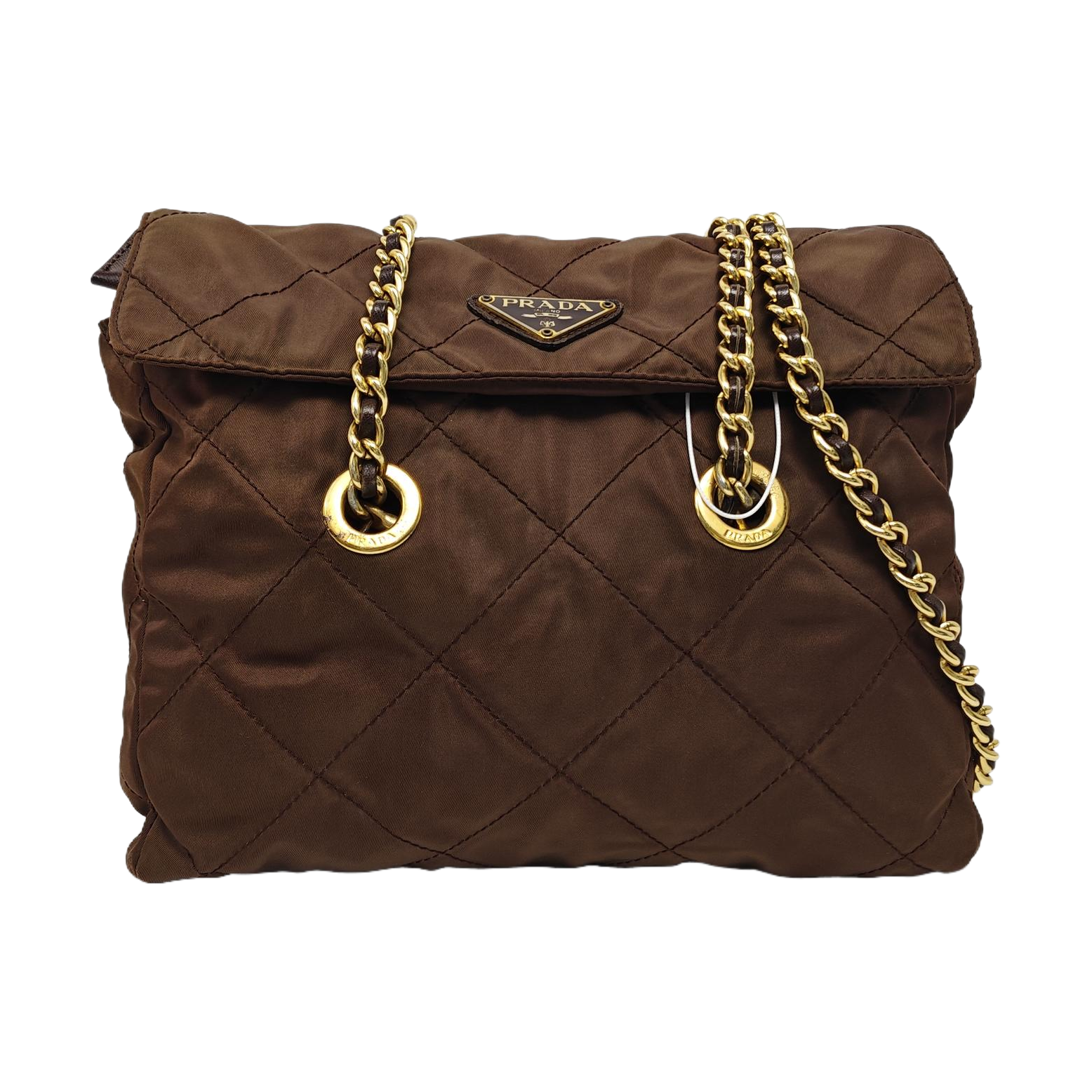 Quilted Nylon Shoulder Bag Brown
