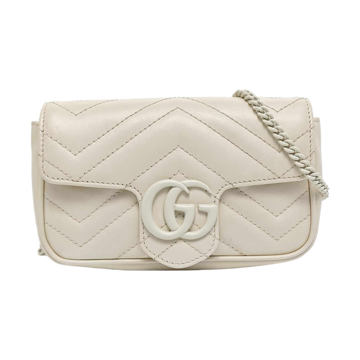 GG Marmont Mini Quilted Calfskin White