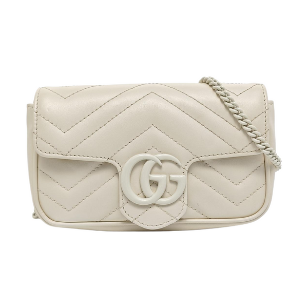 GG Marmont Mini Quilted Calfskin White