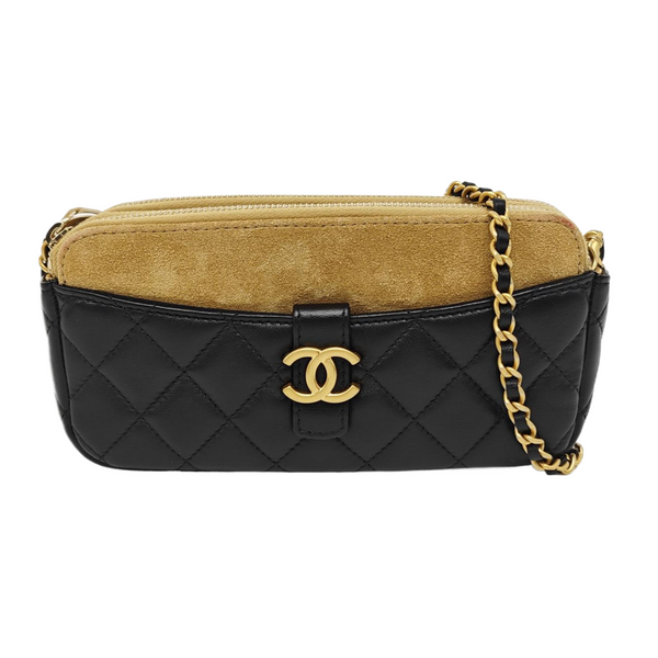 Quilted Lambskin Shoulder Bag Black