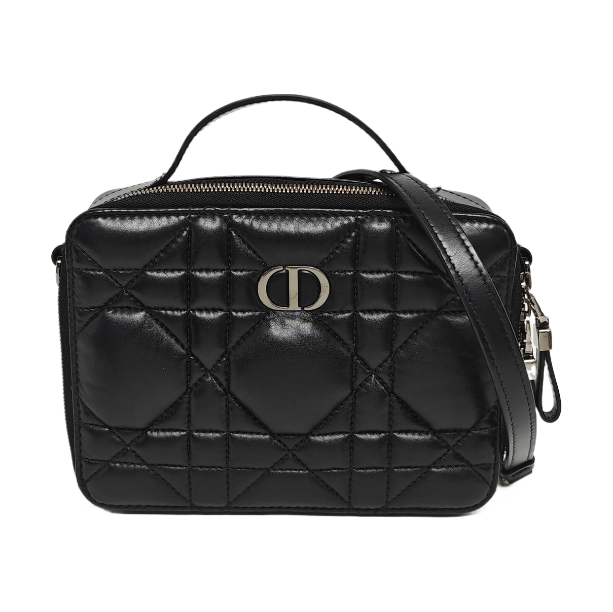 Cannage Calfskin Shoulder Bag Black