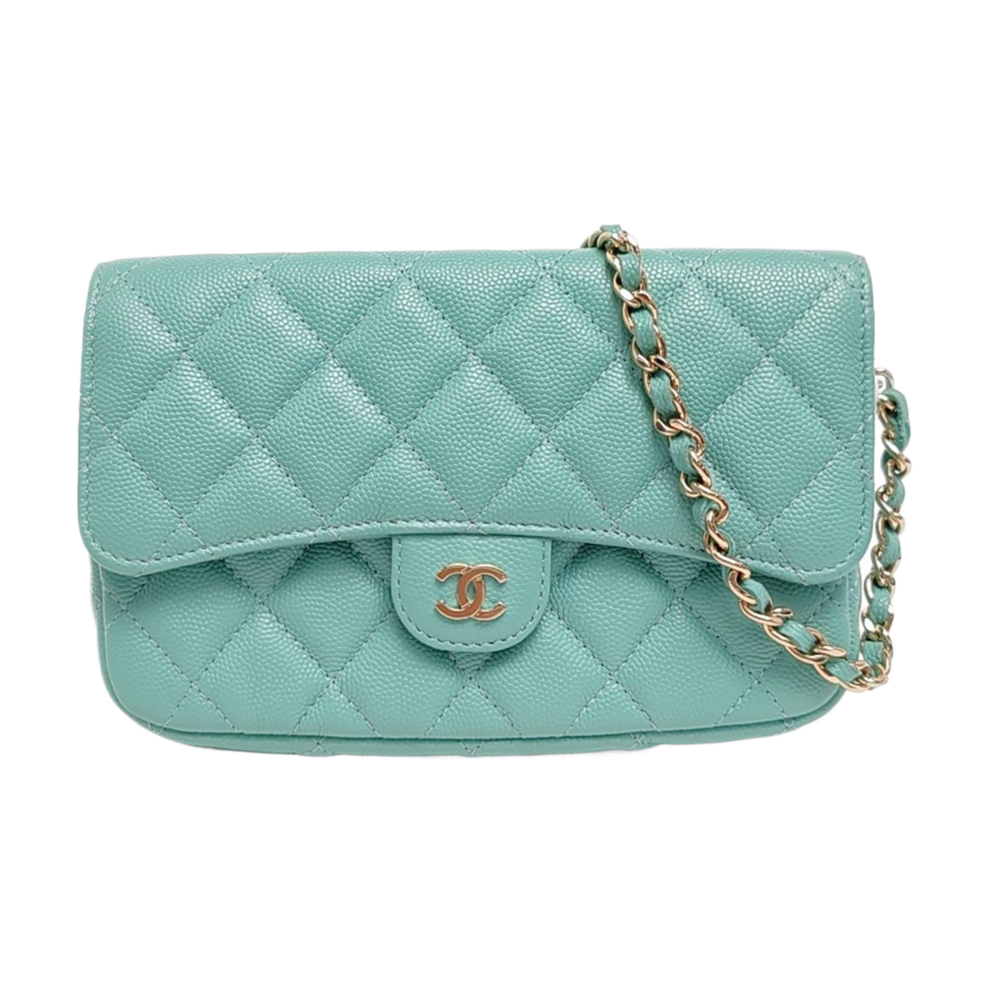Authenticated pre-owned  CLASSIC FLAP Quilted Lambskin Green - Shoulder Bag at Looply
