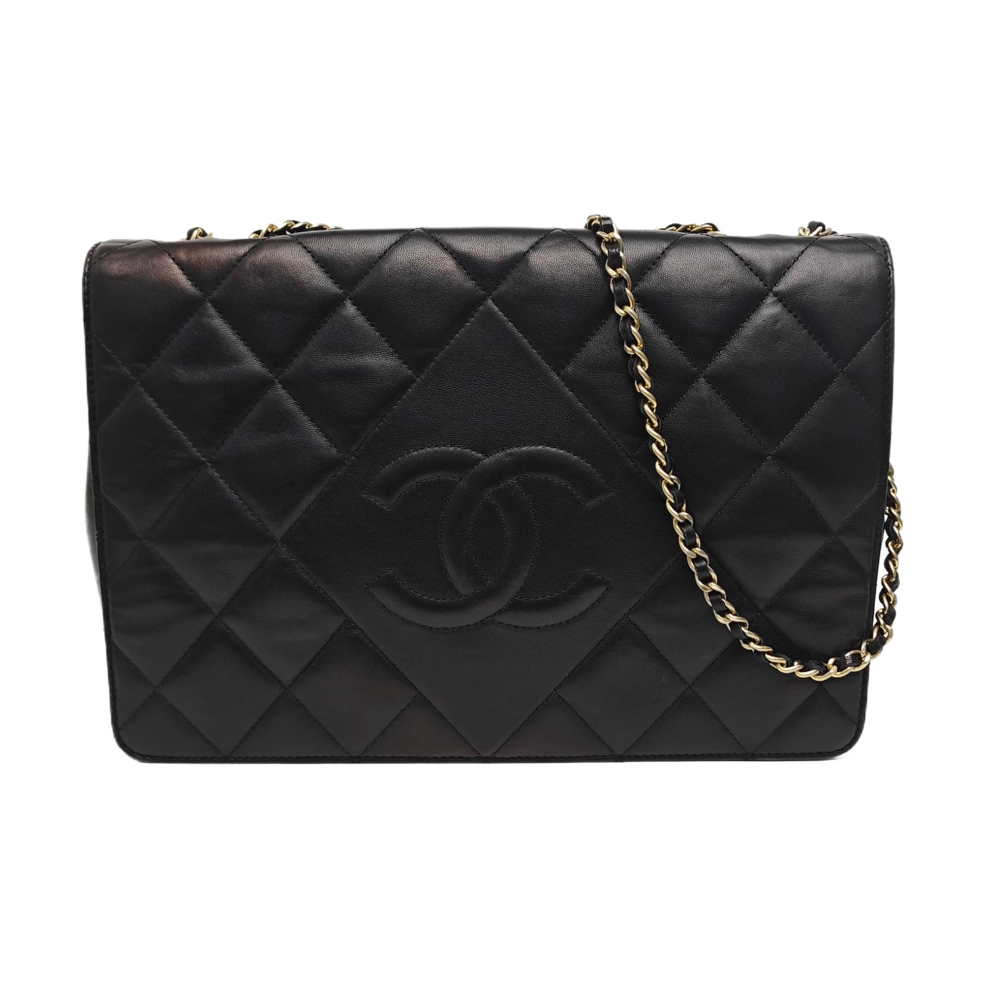 Quilted Lambskin Shoulder Bag Black