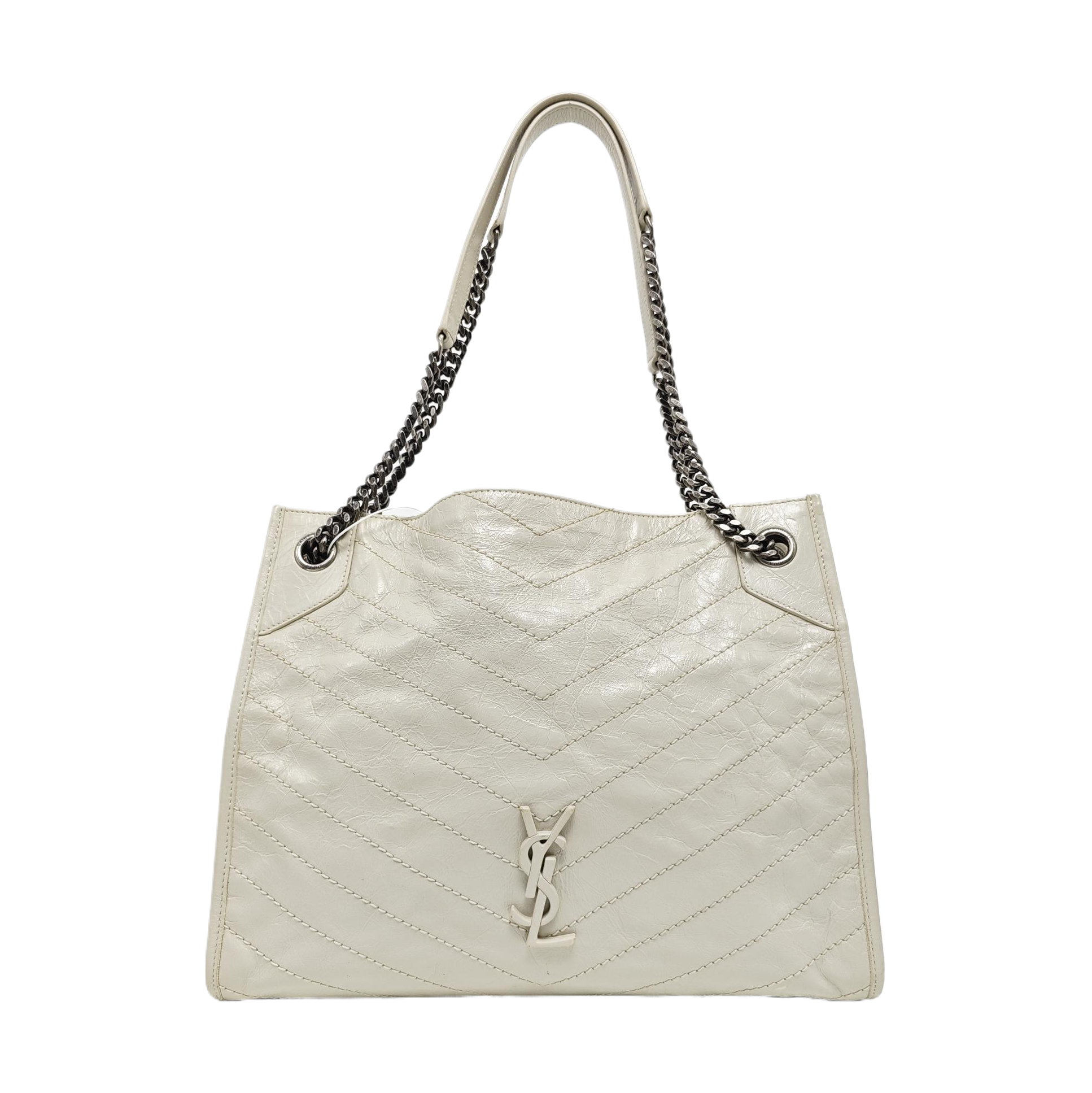 NIKI Medium Chevron Calfskin Beige