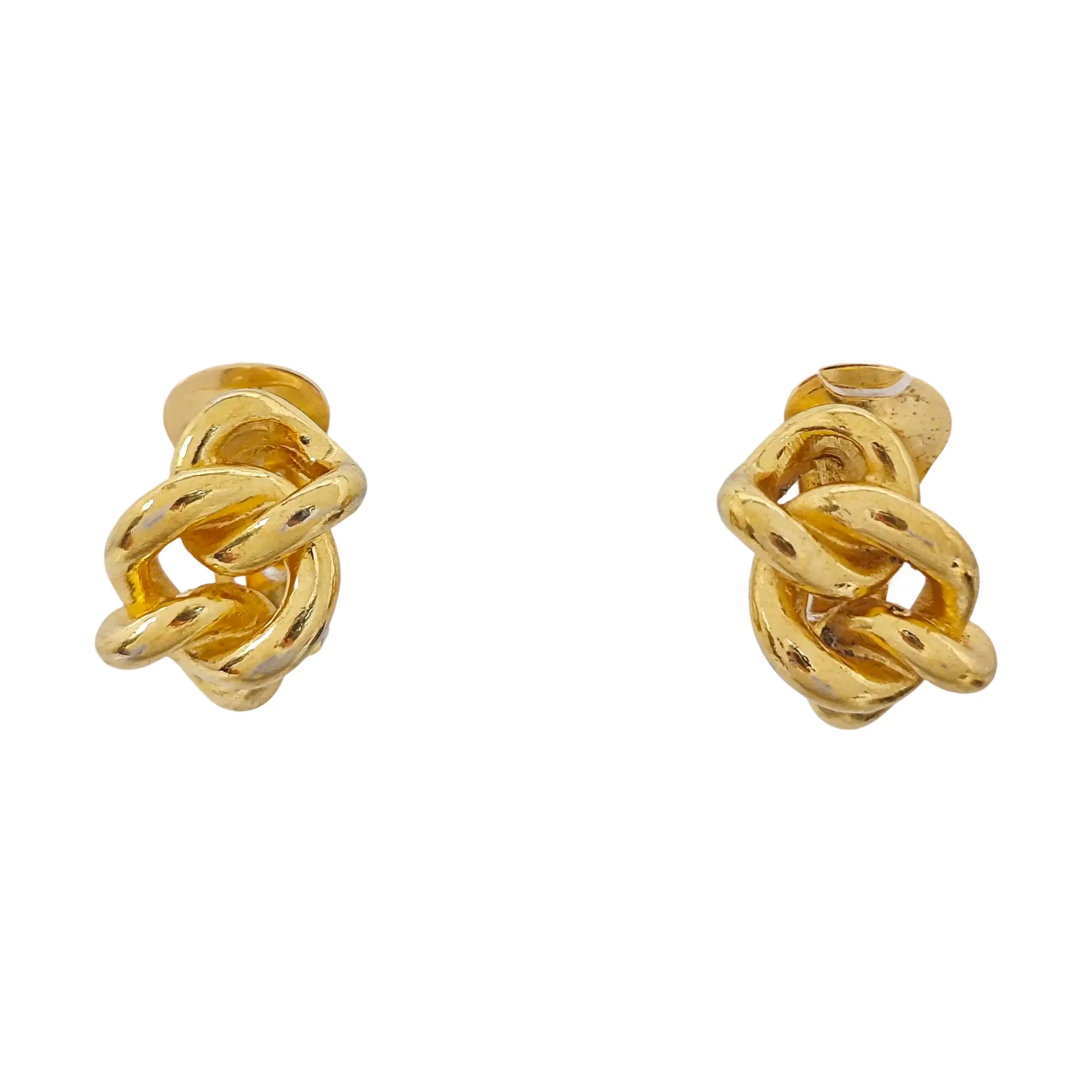 Twist Round Metal Gold Clip On Earrings