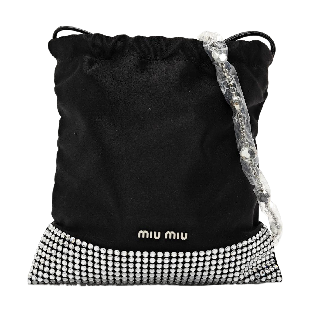 Silk Satin Shoulder Bag Black