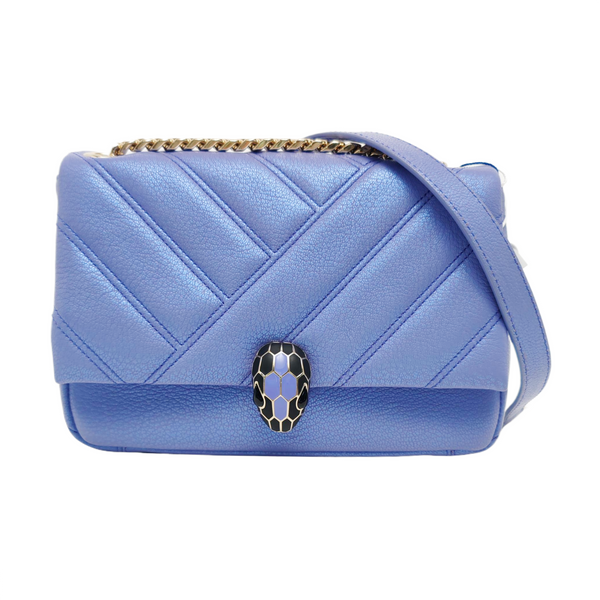 SERPENTI CABOCHON Small Quilted Lambskin Blue