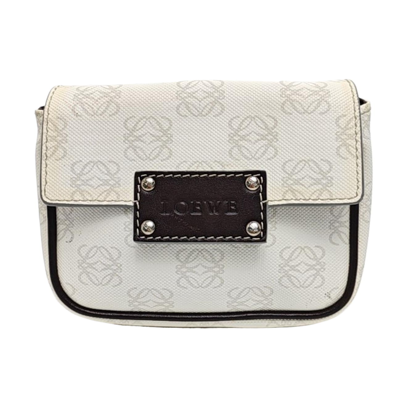 Monogram Coated Canvas Clutch White