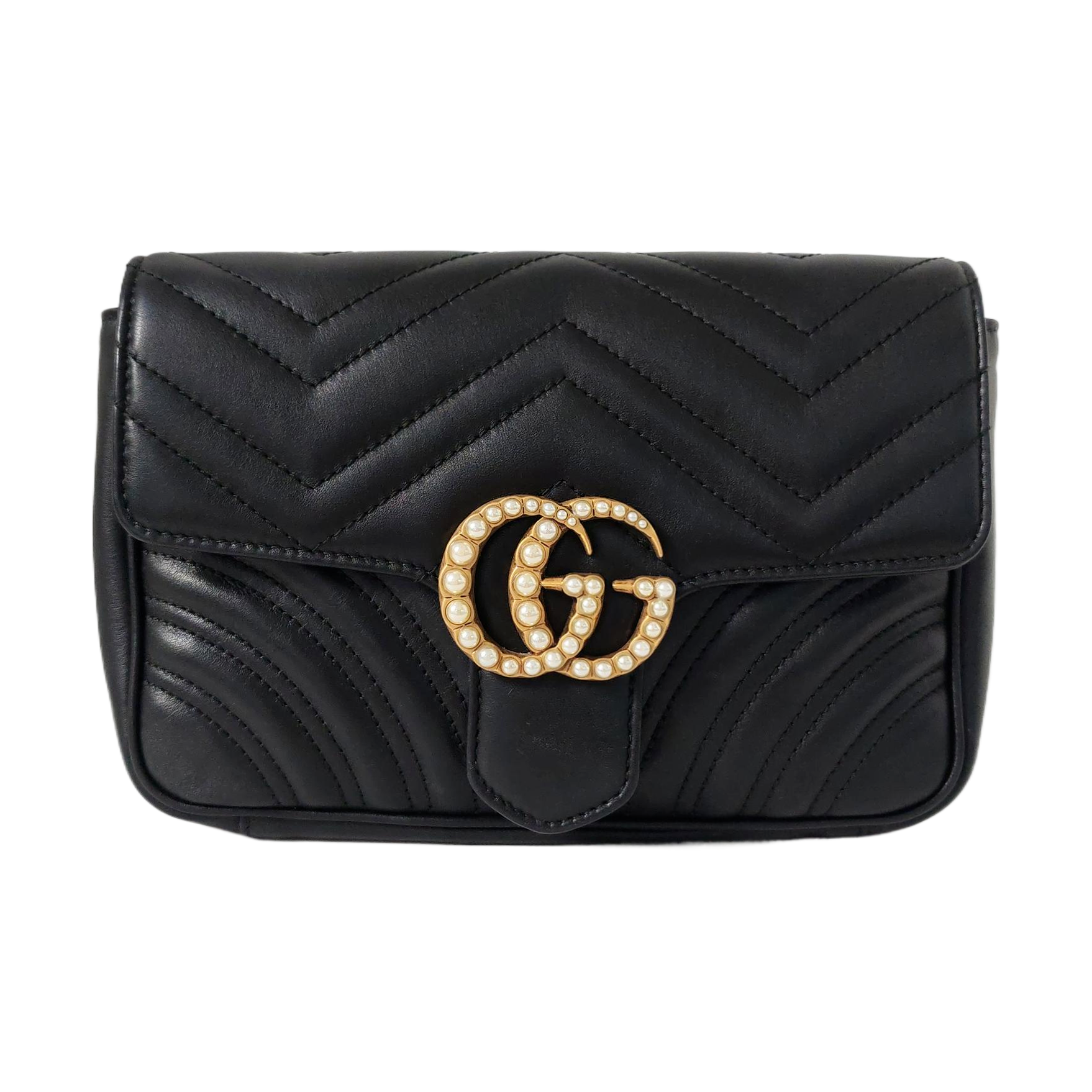 GG Marmont Small Quilted Calfskin Black