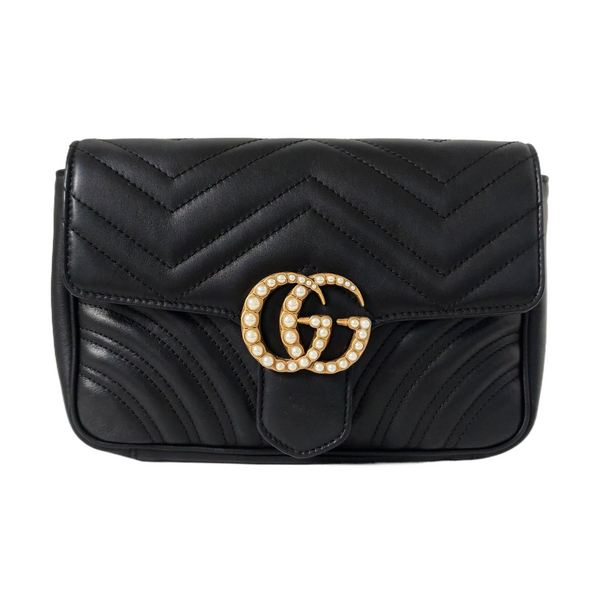 GG Marmont Small Quilted Calfskin Black