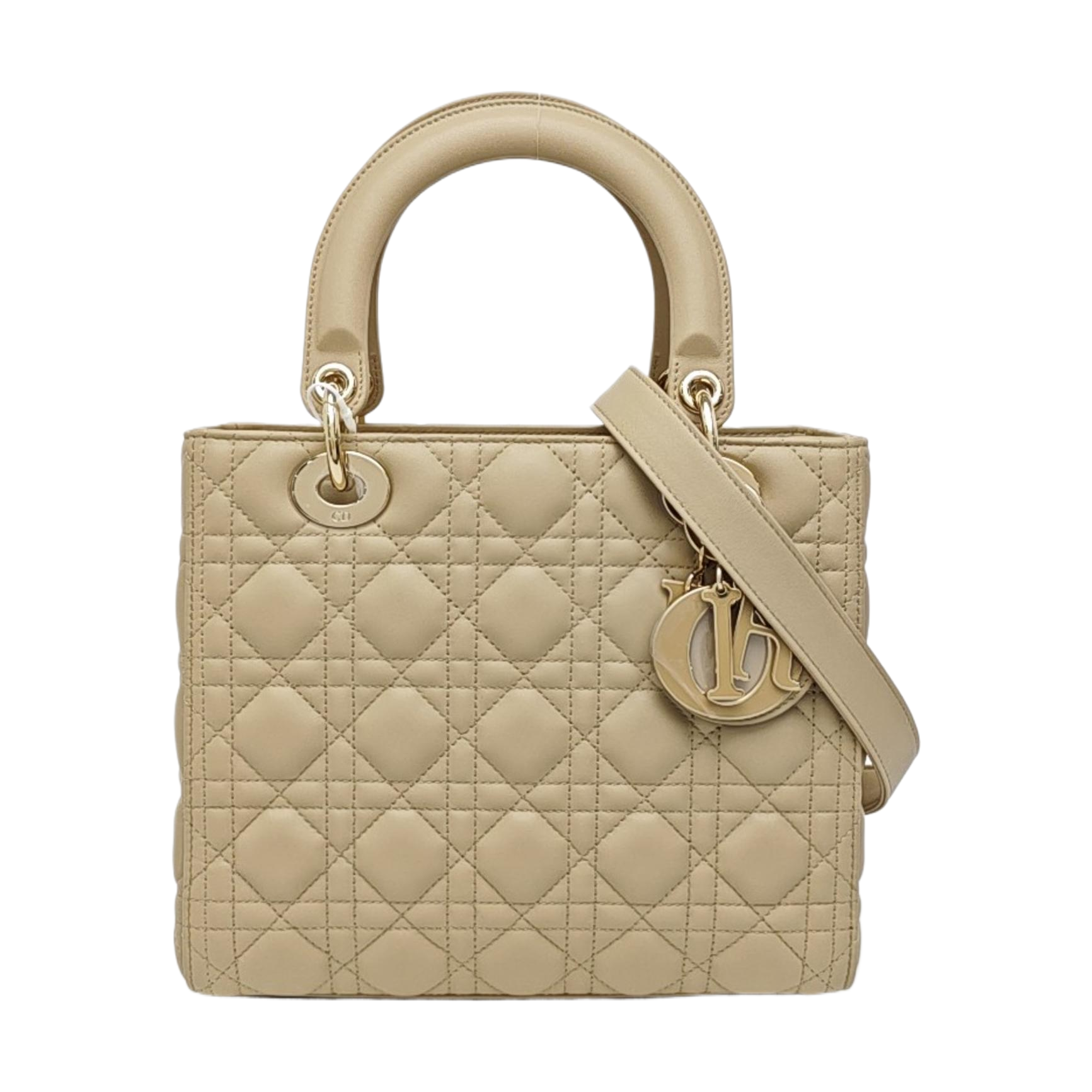Lady Dior Medium Cannage Calfskin Beige