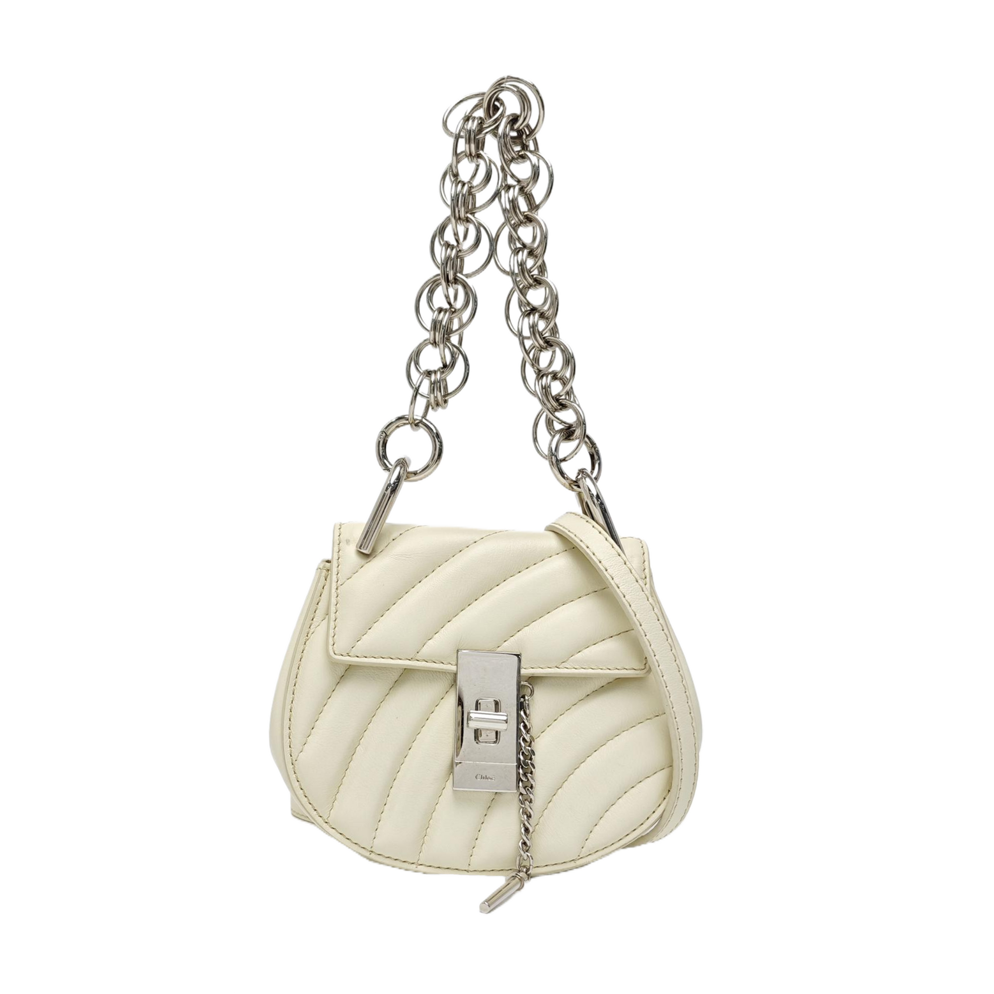 Drew Nano Quilted Calfskin White