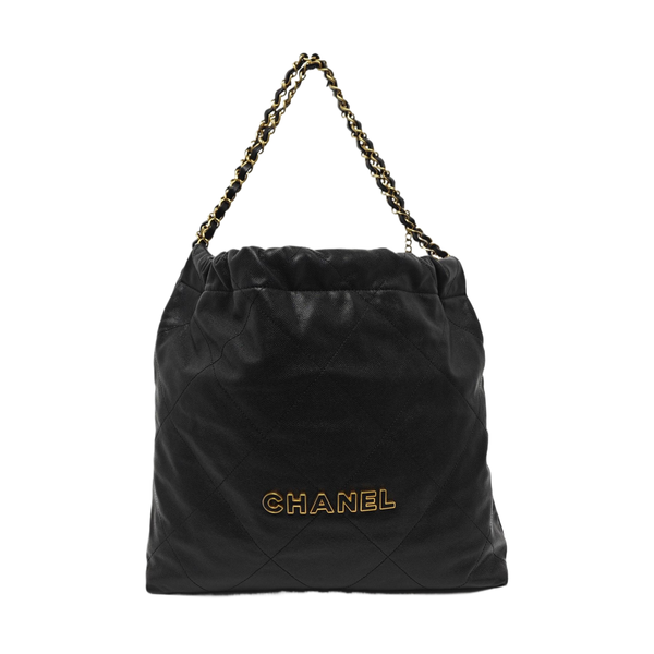 CHANEL 22 Medium Quilted Grained Calfskin Black