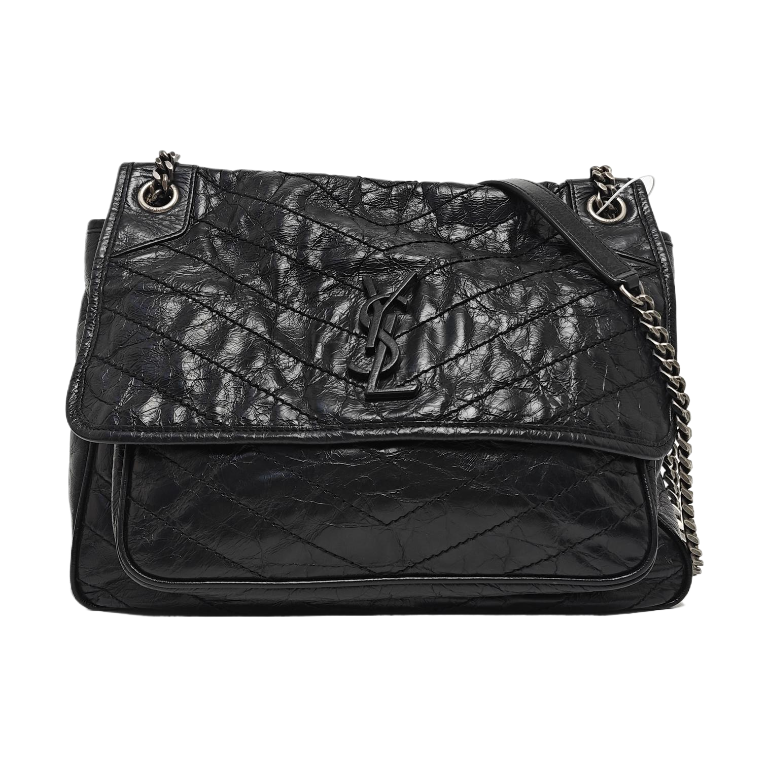 NIKI Large Chevron Calfskin Black