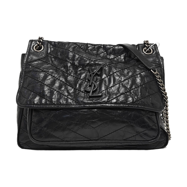 NIKI Large Chevron Calfskin Black