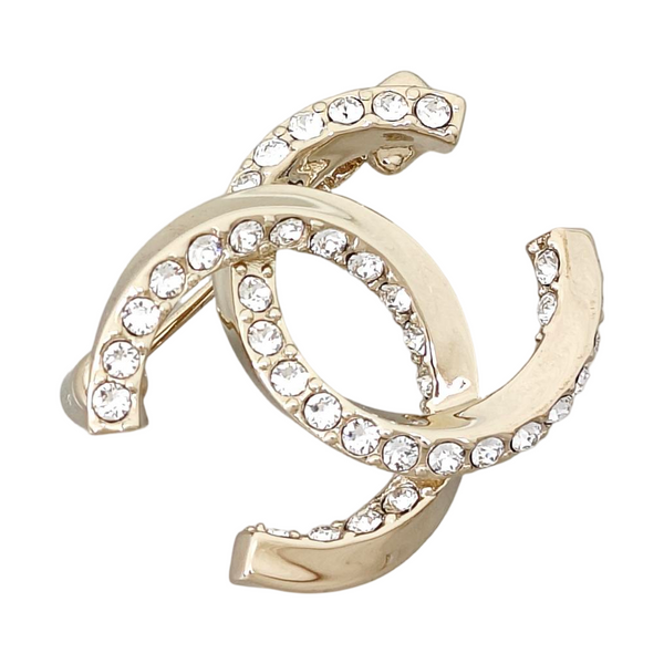 CC Logo Metal Gold Brooch