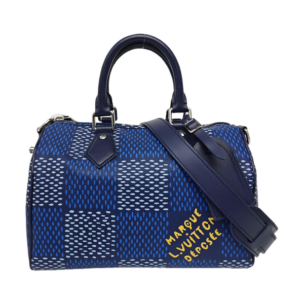 SPEEDY 25 Damier Coated Canvas Blue