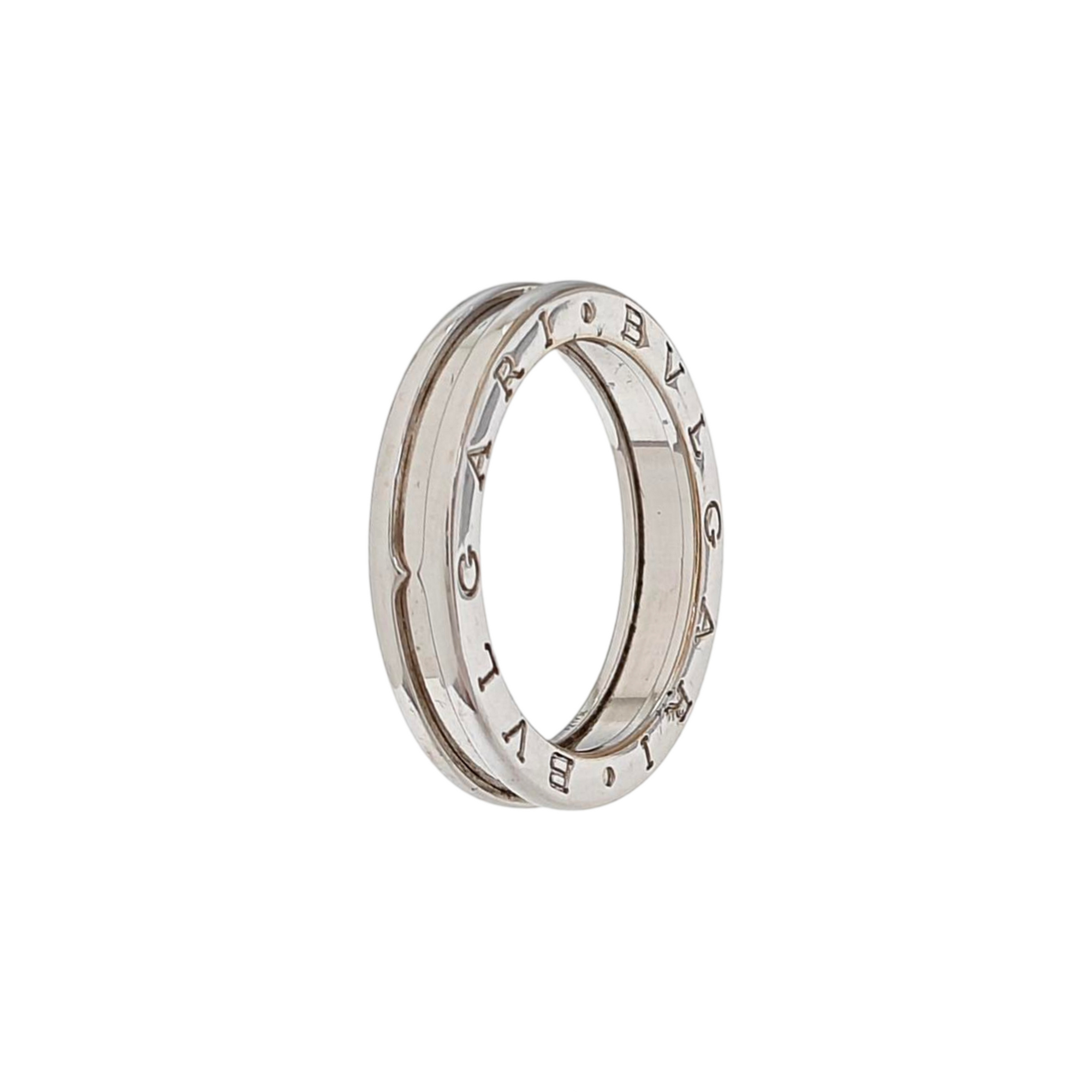 B.ZERO1 18k White Gold Silver Ring EU 60