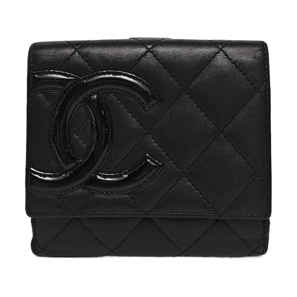 Authenticated pre-owned  CAMBON Quilted Calfskin Black Wallet - Wallet at Looply