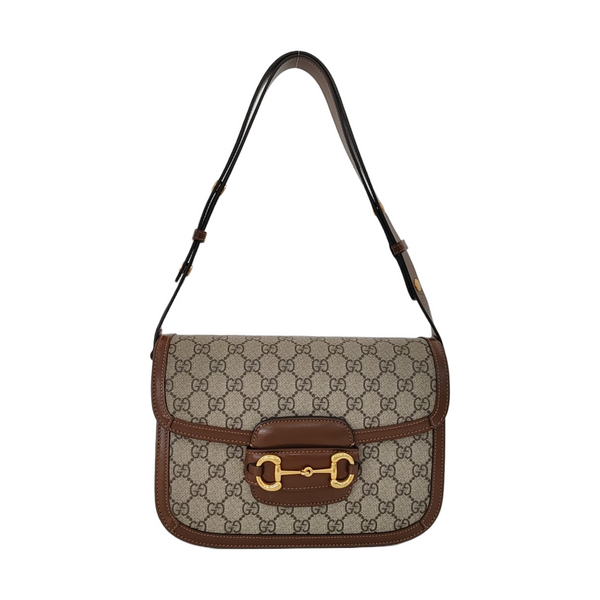 Horsebit 1955 Medium Monogram Coated Canvas Beige