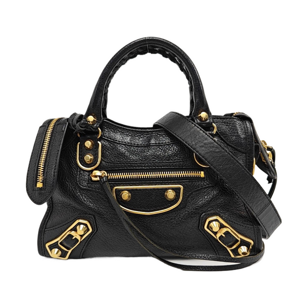 Classic Metallic Edge City Mini Lambskin Black