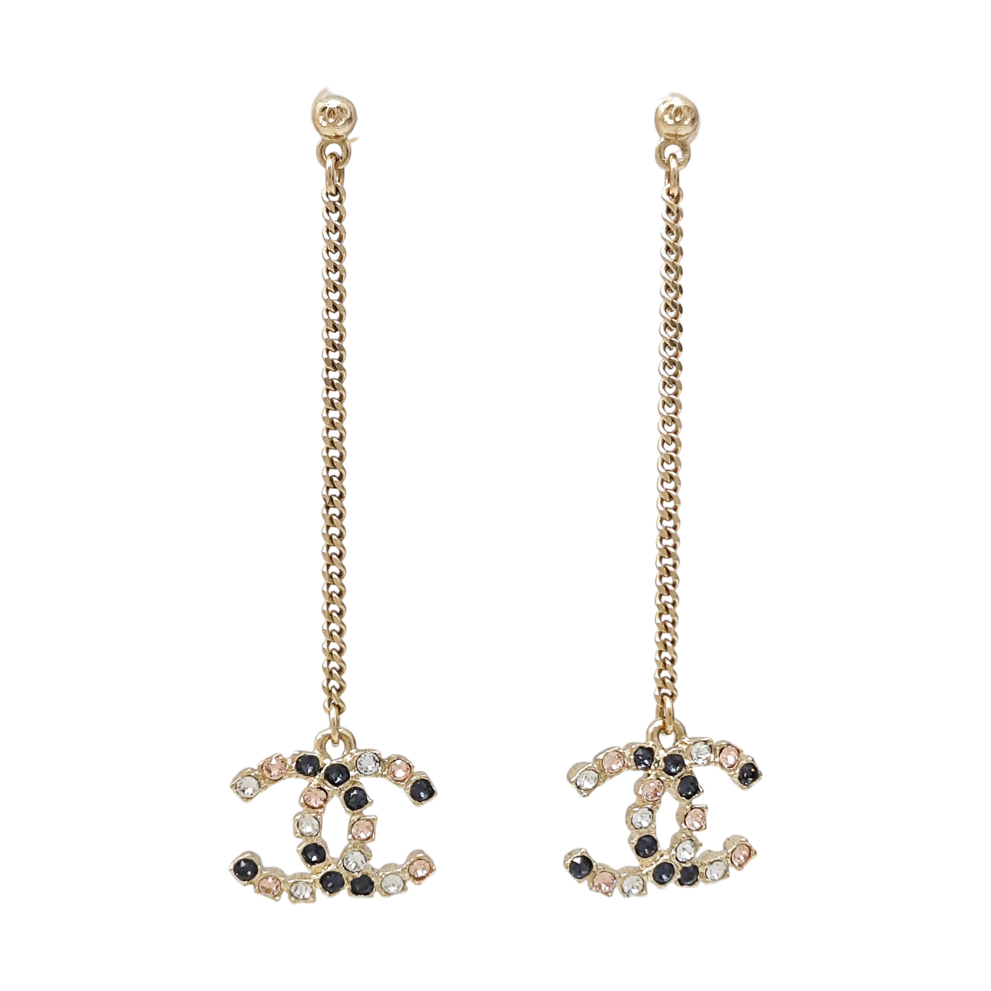 CC Logo Metal Gold Stud Earrings