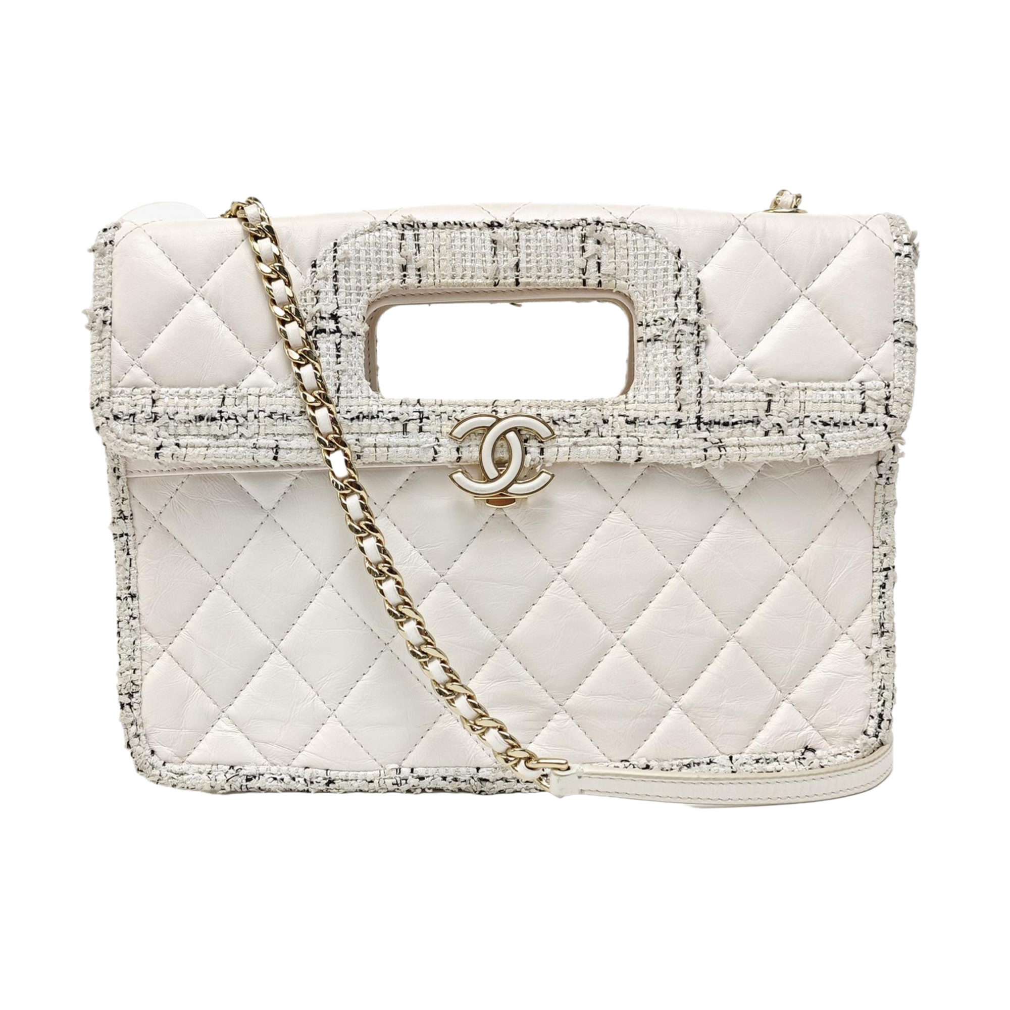 Quilted Calfskin Shoulder Bag White