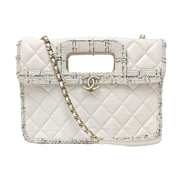 Quilted Calfskin Shoulder Bag White