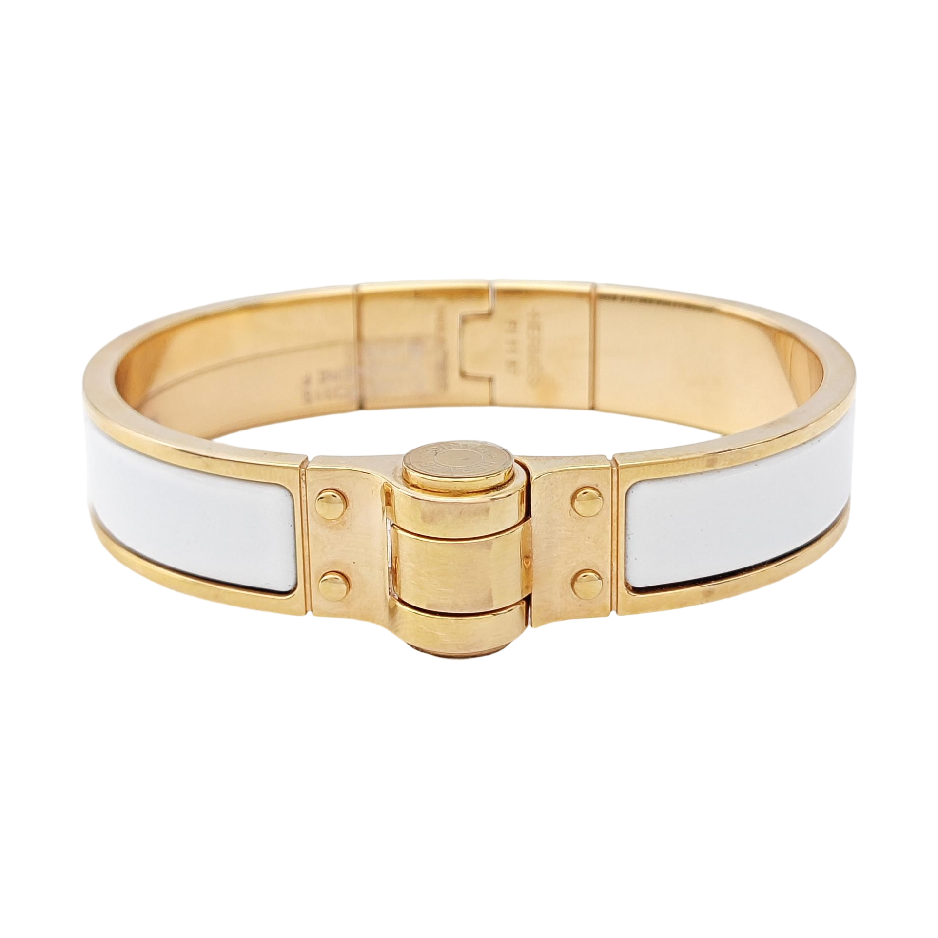 Enamel Hinged Bracelet Metal Rose Gold Bangle