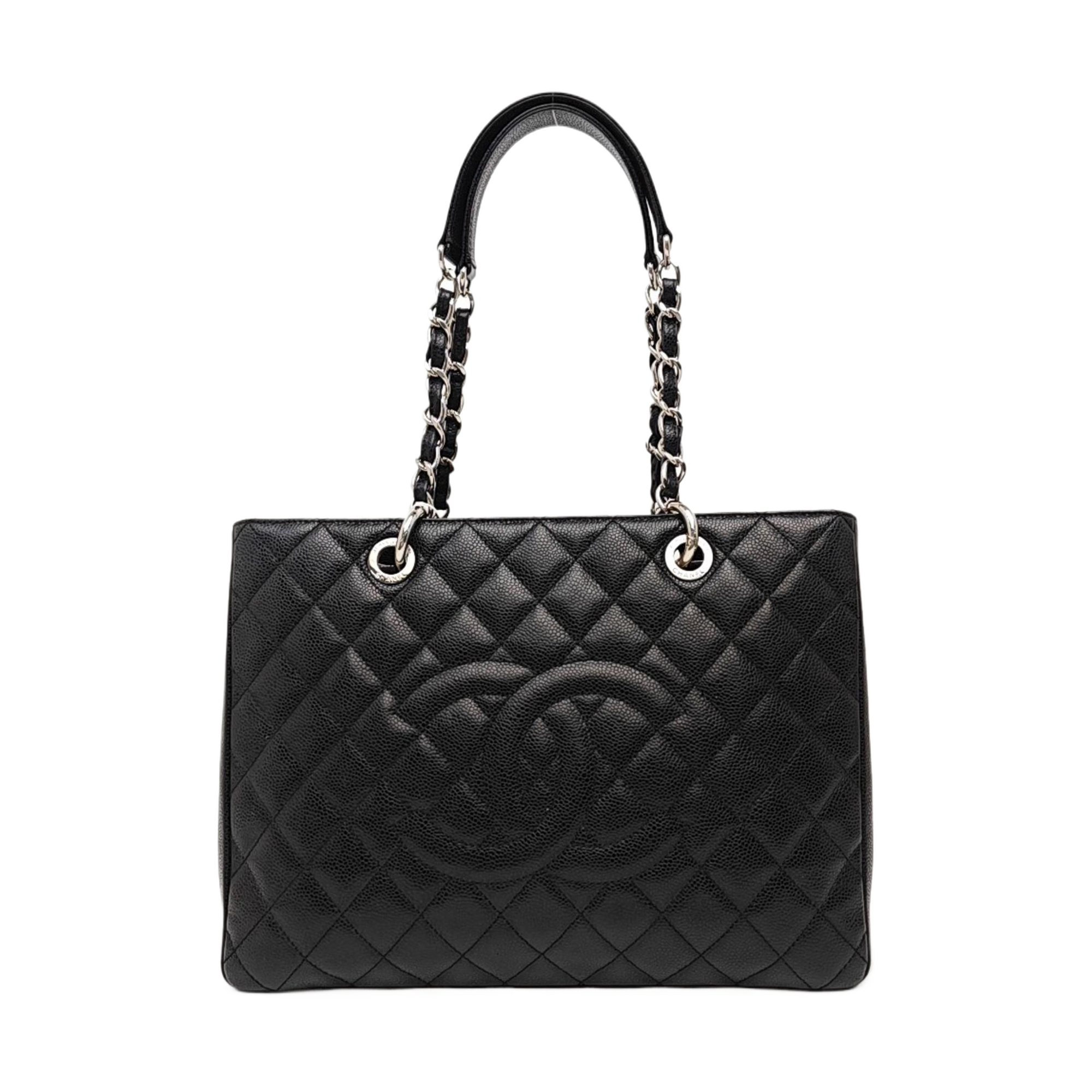 CHANEL GST Large Quilted Grained Calfskin Black