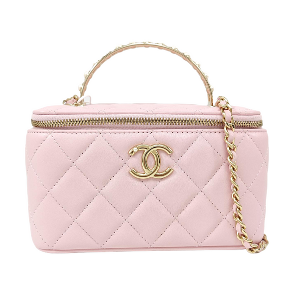 VANITY CASE Quilted Lambskin Pink