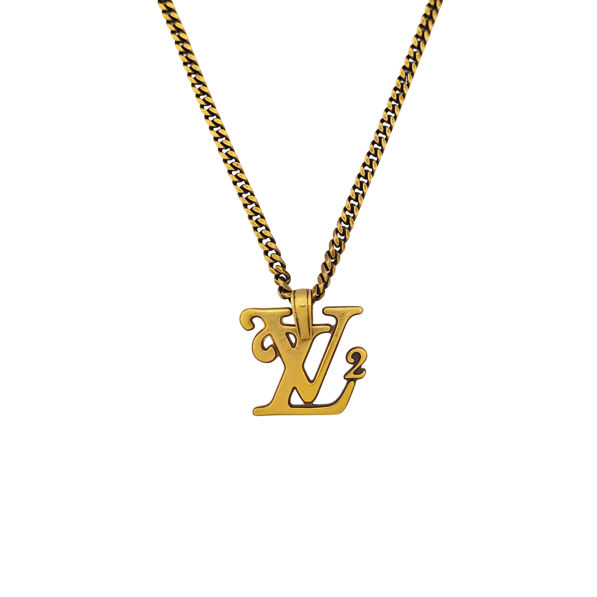 SQUARED LV Metal Gold Necklace