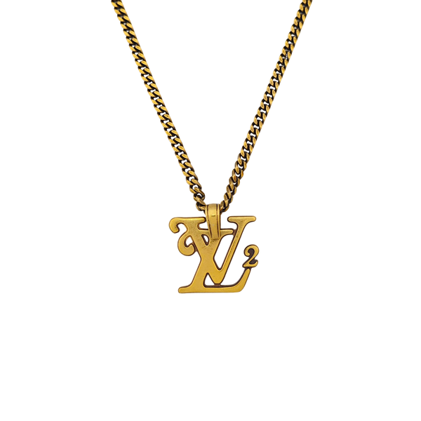SQUARED LV Metal Gold Necklace