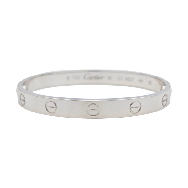 LOVE 18k White Gold Silver Bangle
