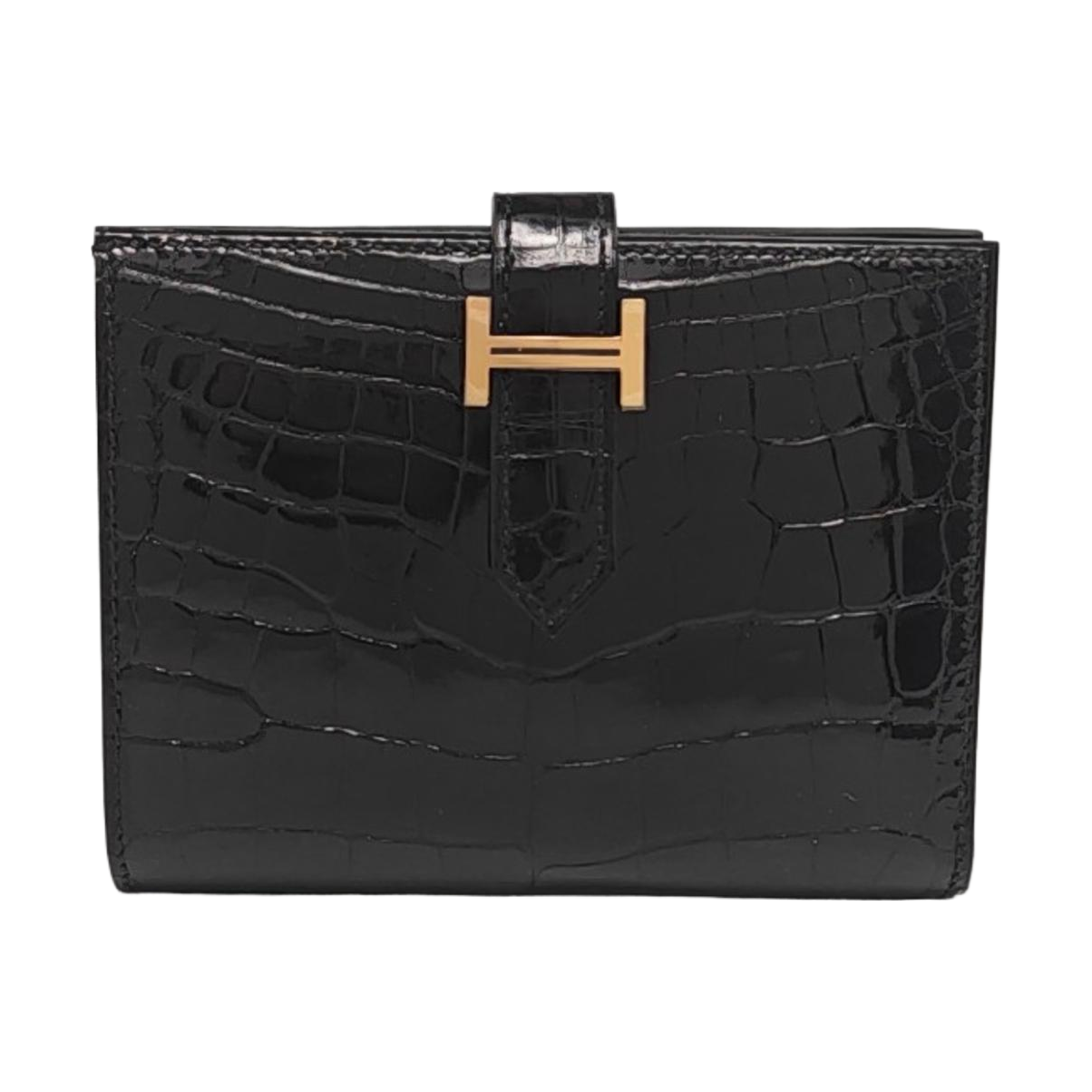 Bearn Shiny Porosus Crocodile Black Card Holder
