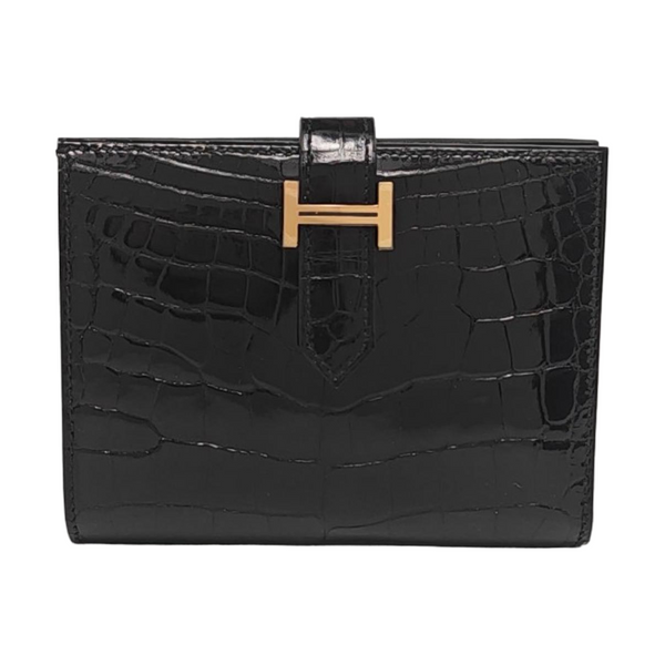 Bearn Shiny Porosus Crocodile Black Card Holder