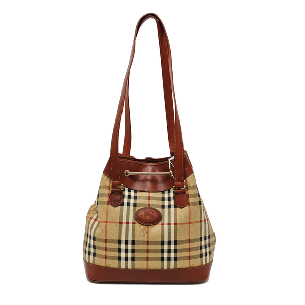 Coated Canvas Shoulder Bag Beige
