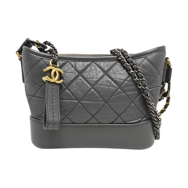 GABRIELLE Small Quilted Calfskin Gray