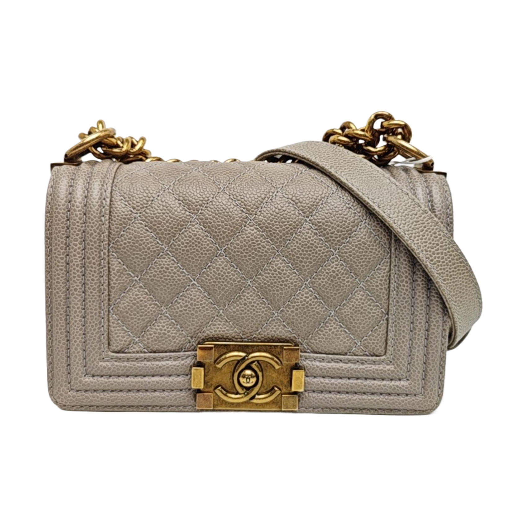 BOY CHANEL Small Quilted Grained Calfskin Gray