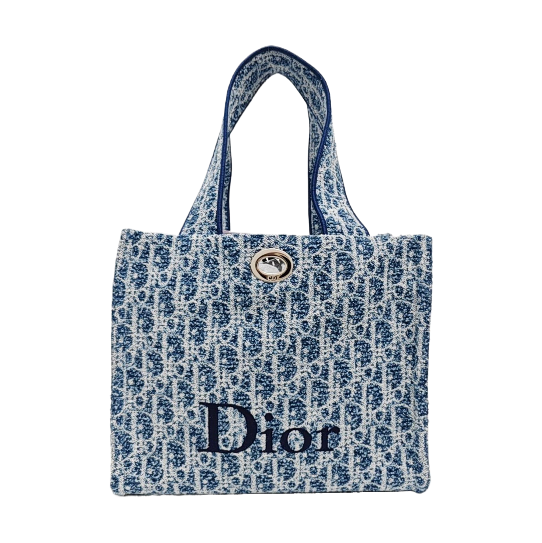 Oblique Canvas Tote Bag Blue