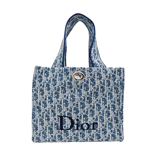 Oblique Canvas Tote Bag Blue