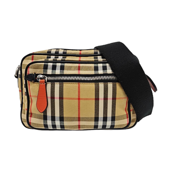 Bolso de hombro de lona pequeño beige