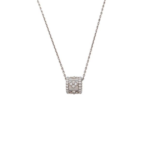 Perlée Clovers 18k White Gold Silver Necklace