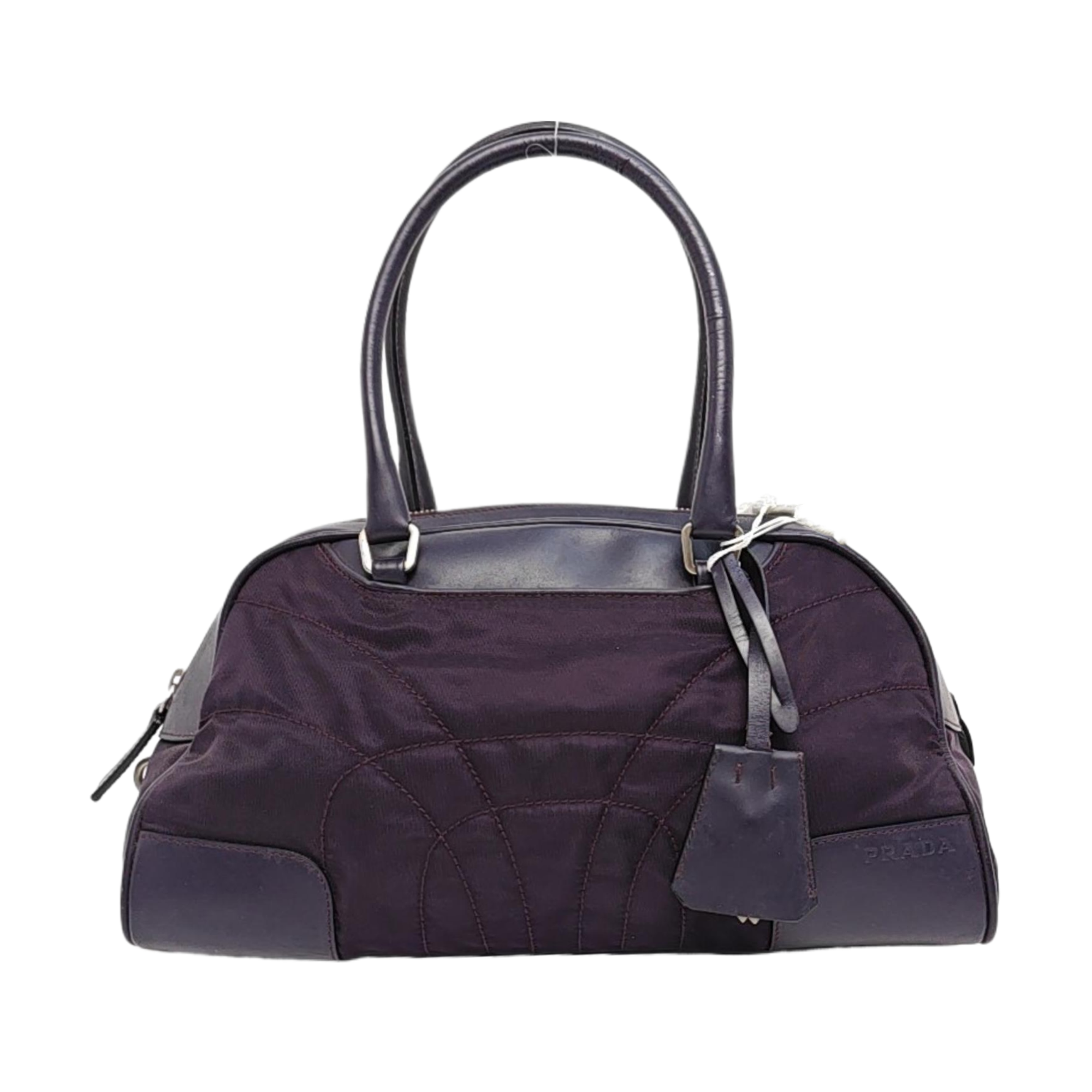 Quilted Nylon Top Handle Bag Purple