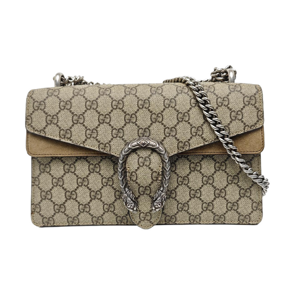 Dionysus Small Monogram Coated Canvas Beige