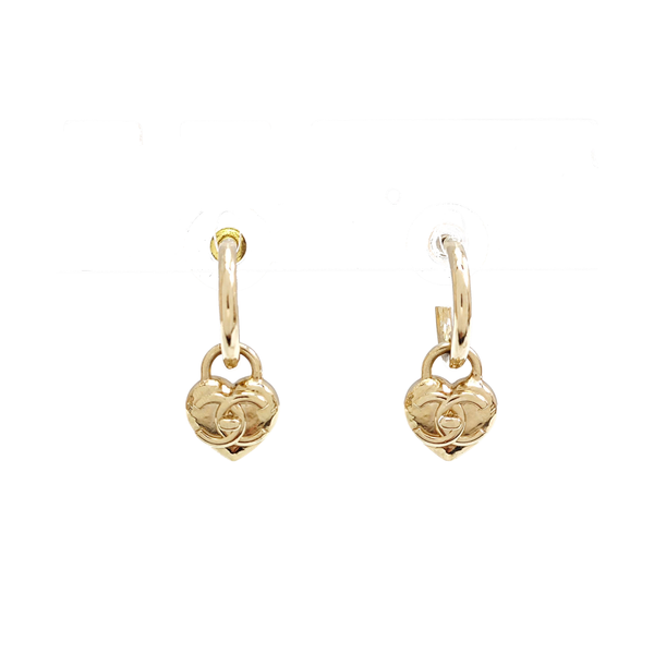 CC Logo Metal Gold Stud Earrings