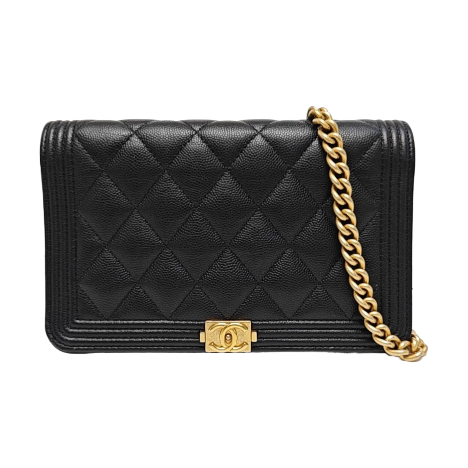 BOY CHANEL Mini Quilted Grained Calfskin Black