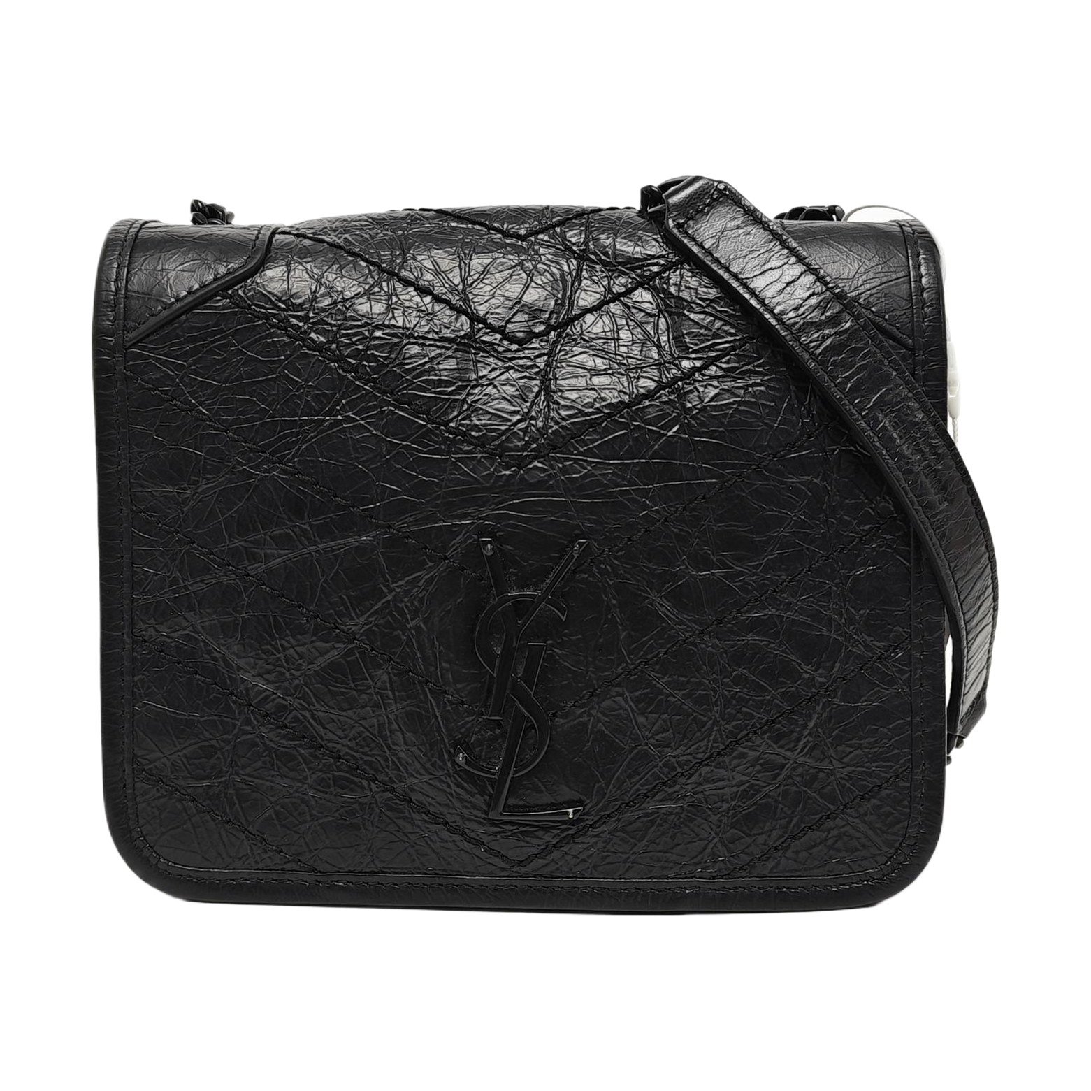 NIKI Mini Chevron, Quilted Calfskin Black