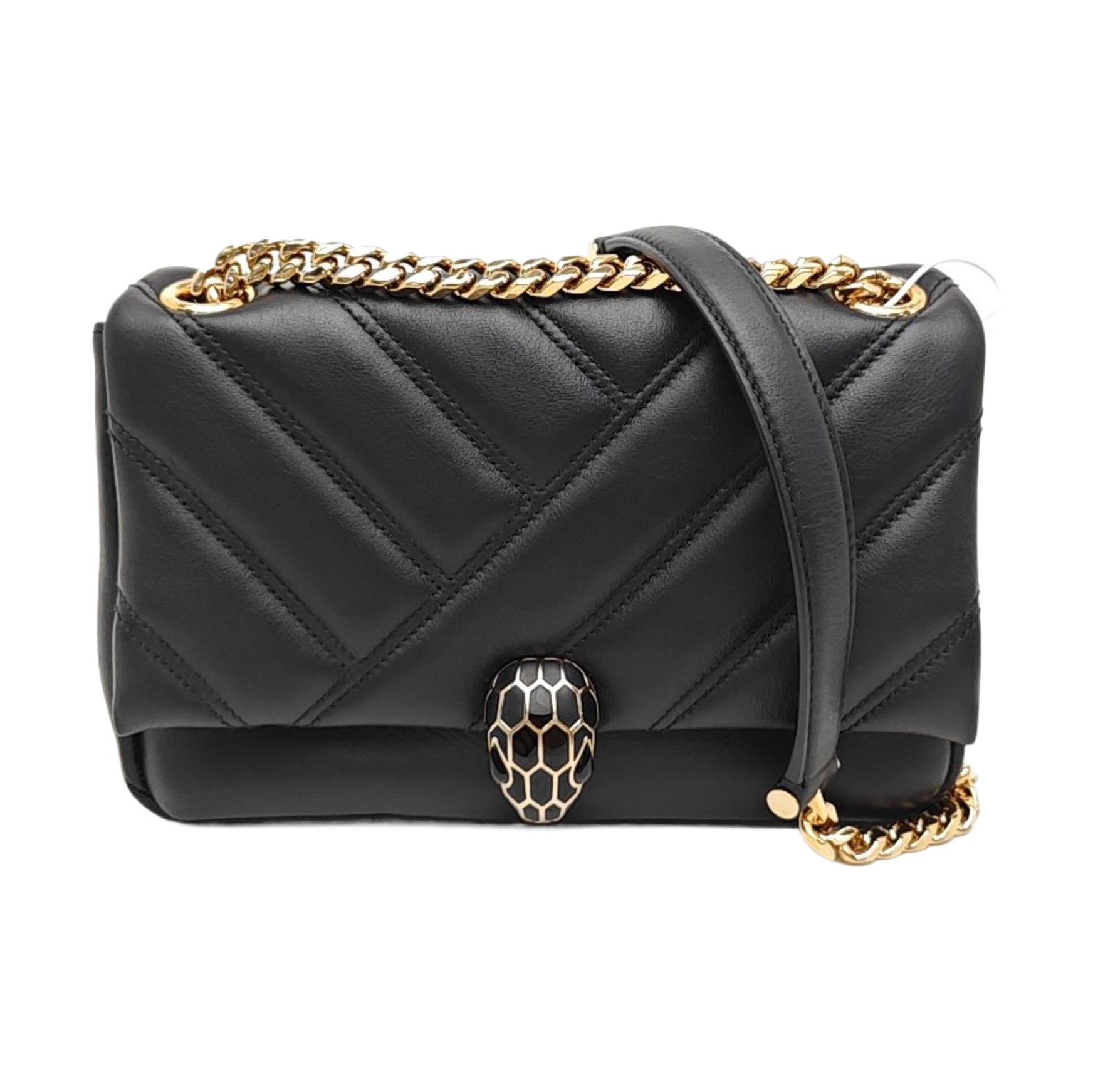 SERPENTI CABOCHON Small Quilted Lambskin Black
